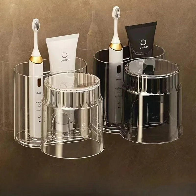 Electric toothbrush holder Tooth cup holder wall hanging perforation-free bathroom wash cup mouthwash cup jar shelf storage