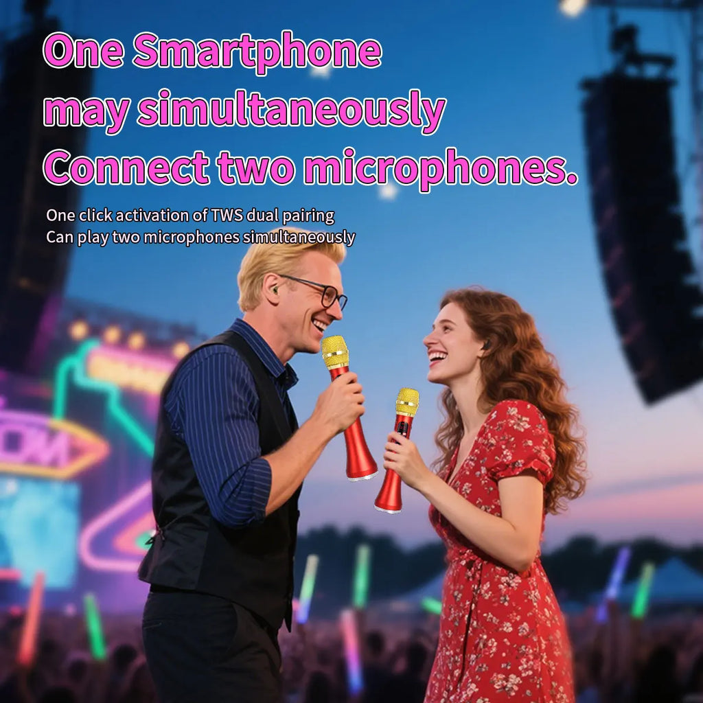 1 Piece of 28cm 25W/Pc Karaoke Microphone TWS Bluetooth Speaker Mic 6400mAh TF Card Music Player Mic For Portable Home Party