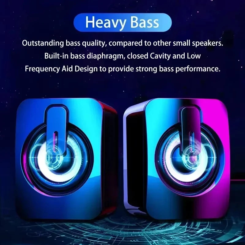 New HIFI Stereo Computer Speakers USB Wired Sound Box with Microphone and LED Light for Desktop Wholesale Subwoofer