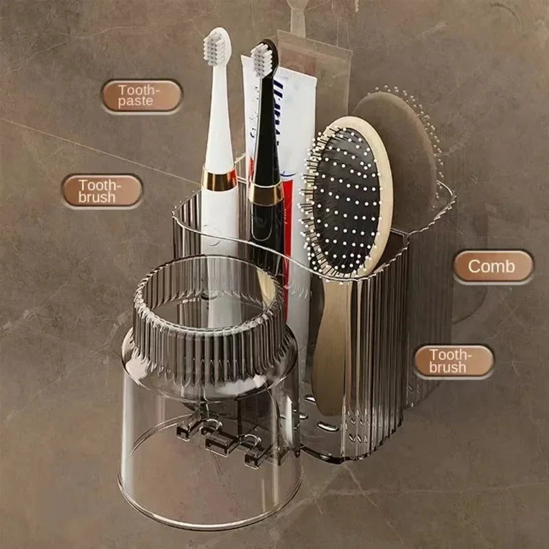 Electric toothbrush holder Tooth cup holder wall hanging perforation-free bathroom wash cup mouthwash cup jar shelf storage