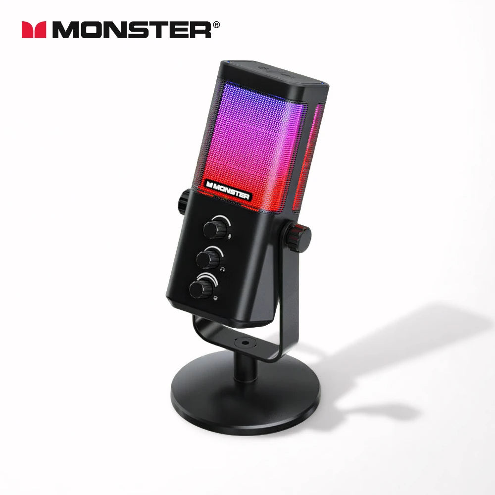 Monster Soundbase N31 USB Gaming Microphone, HyperCardioid Condenser Mic with Mute Button for Gaming Live Streaming Dubbing