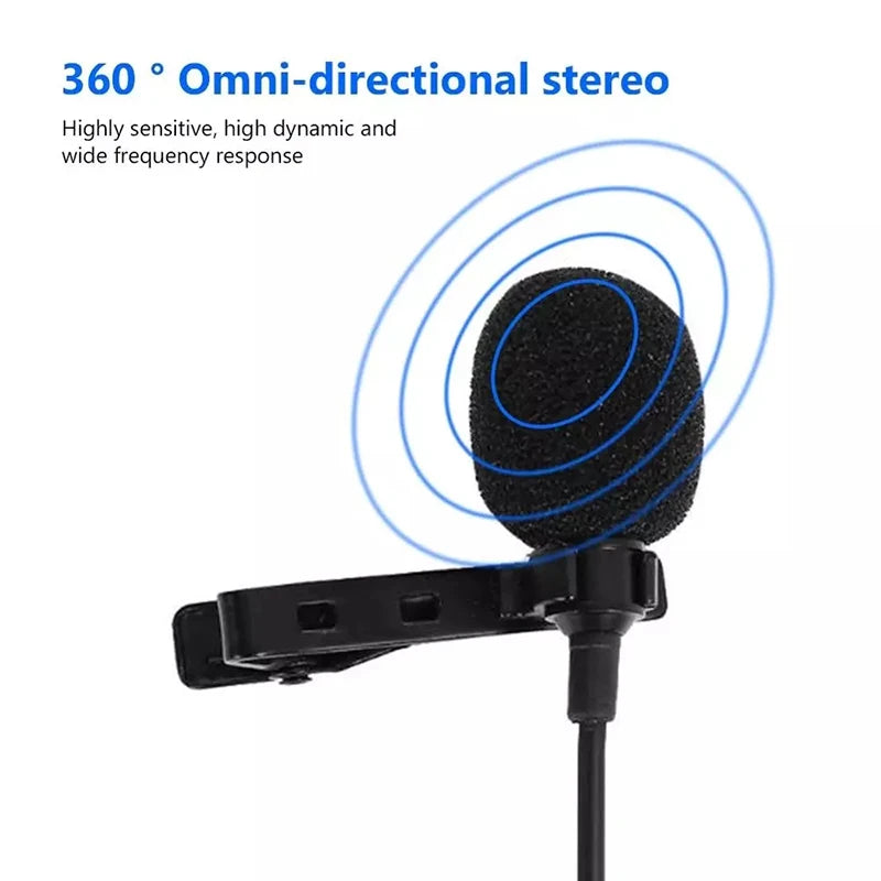 Portable 1.5m Lavalier Mini Microphone Condenser Clip-on Lapel Mic Wired USB/3.5mm/Type-C/Microfon For Mobile Phone Computer PC