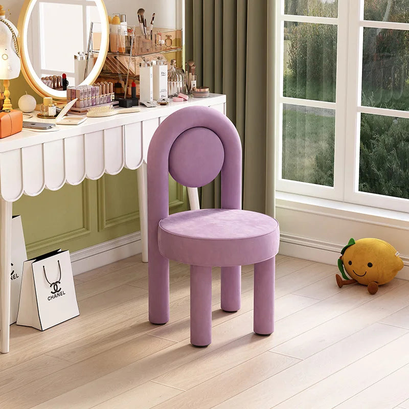 Stylish Makeup Vanity Chair Light Luxury Dressing Chair Simple Home Bedroom Seating Velvet Makeup Chair