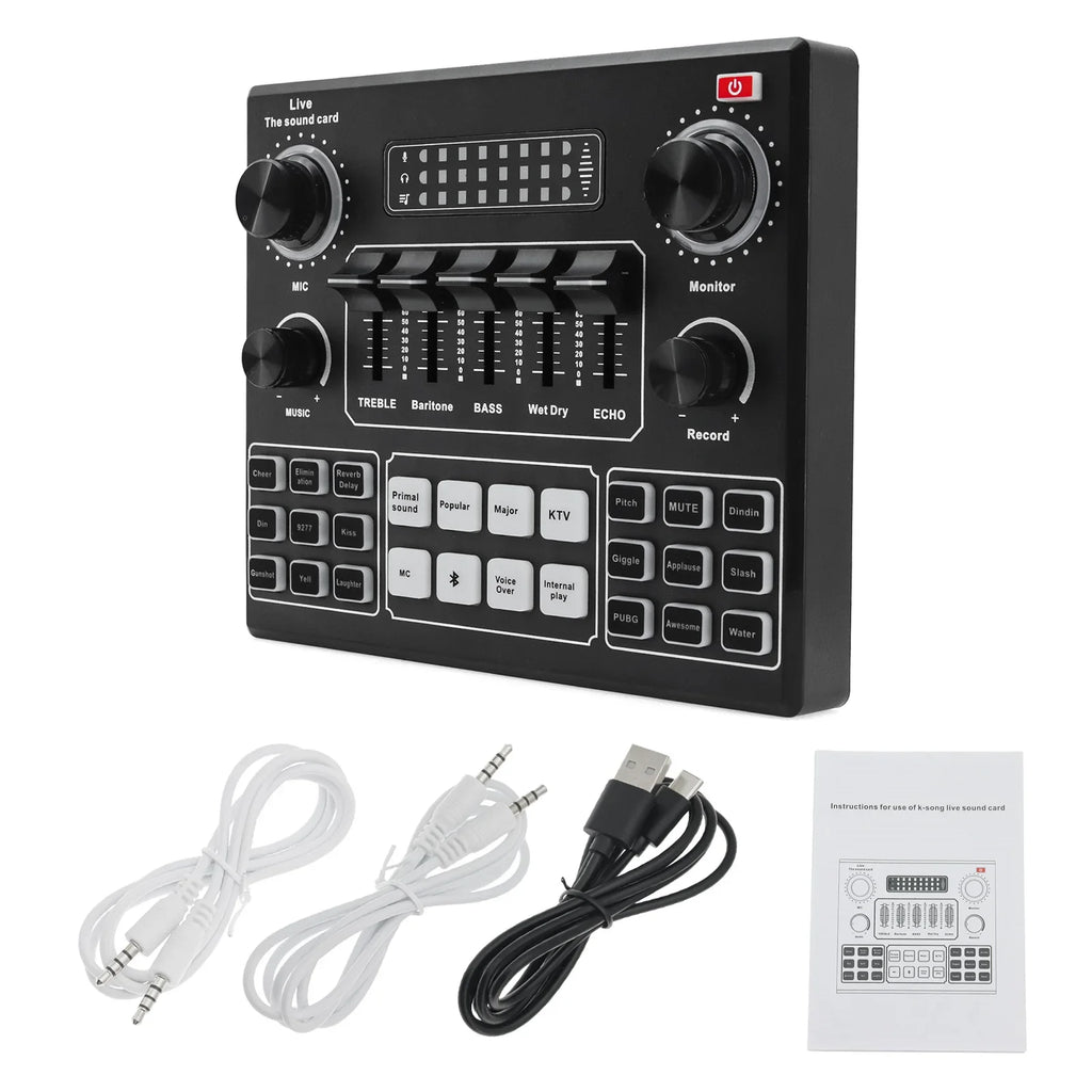 Professional V9 Sound Card Live Sound Card  Audio Recording Portable Mixer For Youtube HIFI Mixer Record Singing Equipment