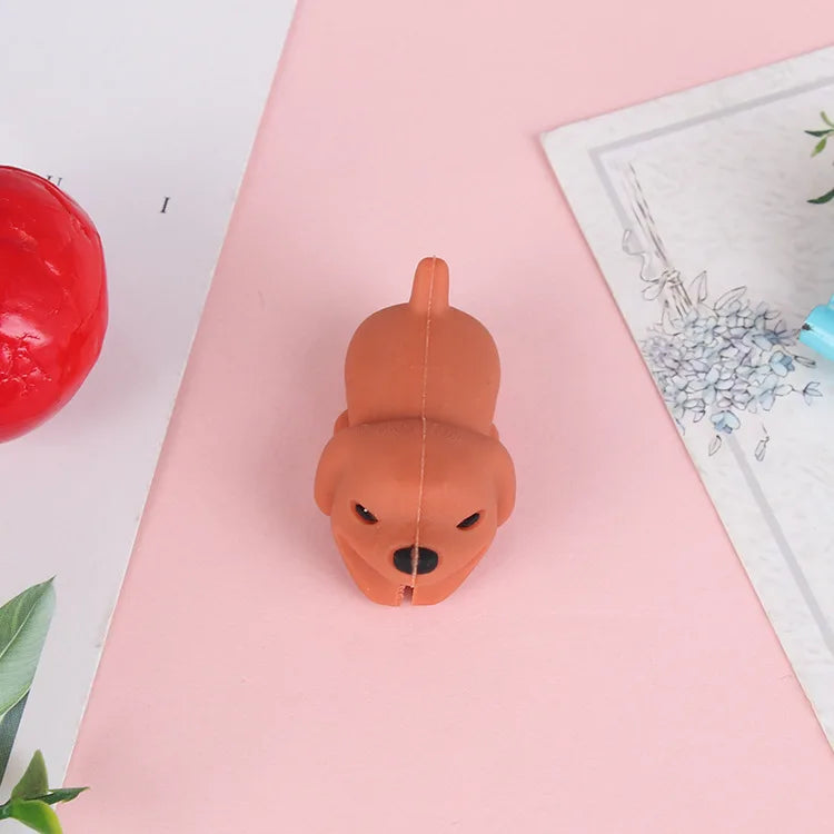 Data cable protective cover cartoon cable winder soft glue biting device charging cable animal glue