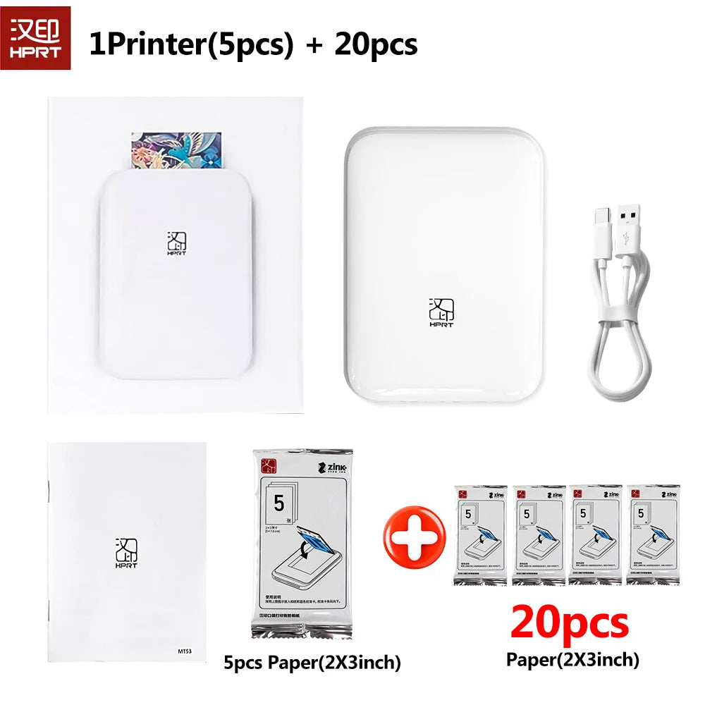 Mini Portable Photo Printer Pocket Size Wireless Compatible with iOS&Android Phone Zink Technology,Print 2x3 Sticky-Backed Photo