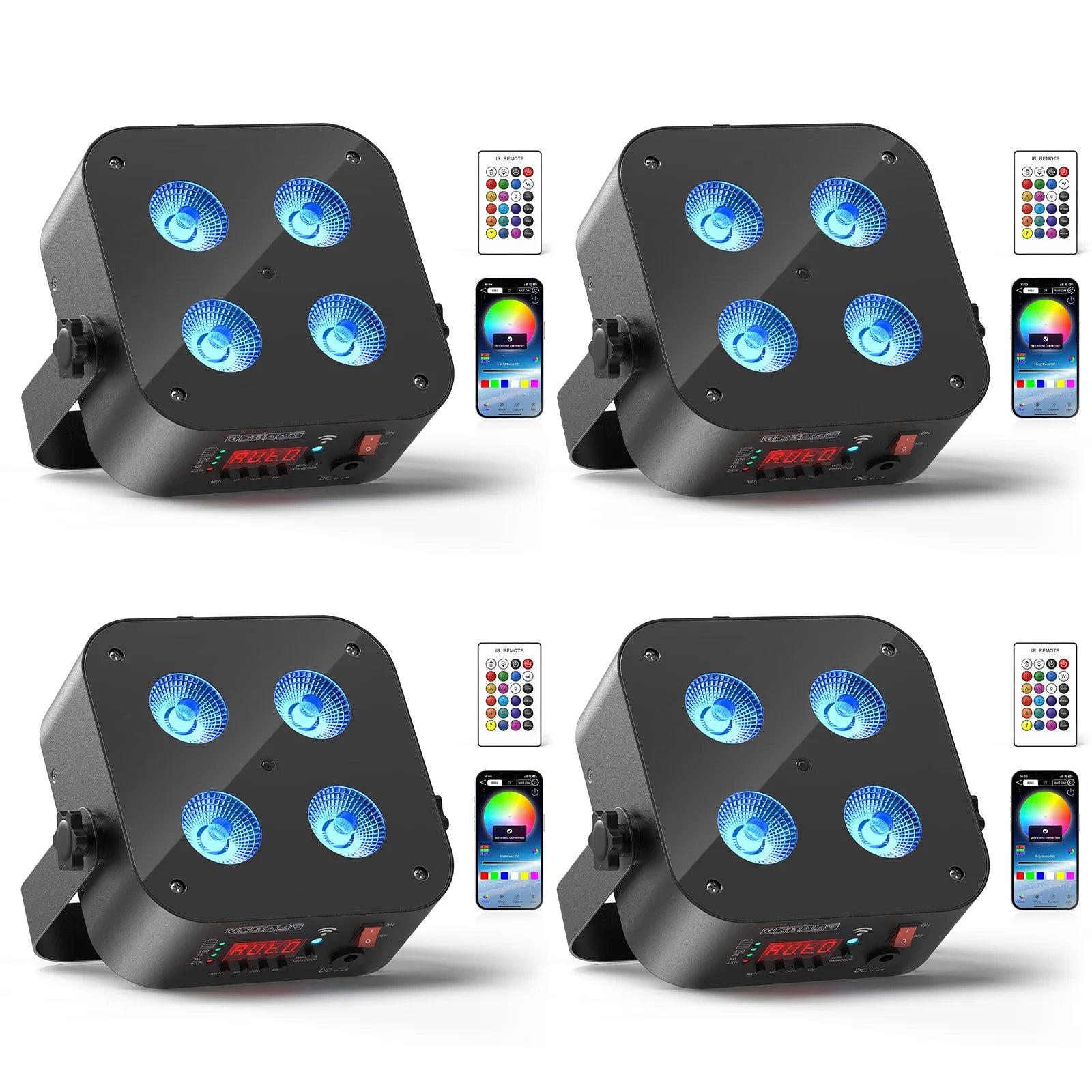 U'King 4PCS/8PCS 4x18W LED RGBWA+UV Par Light Wireless APP Control LED Par Light DMX Bulit-in Battery Stage Light for DJ Party