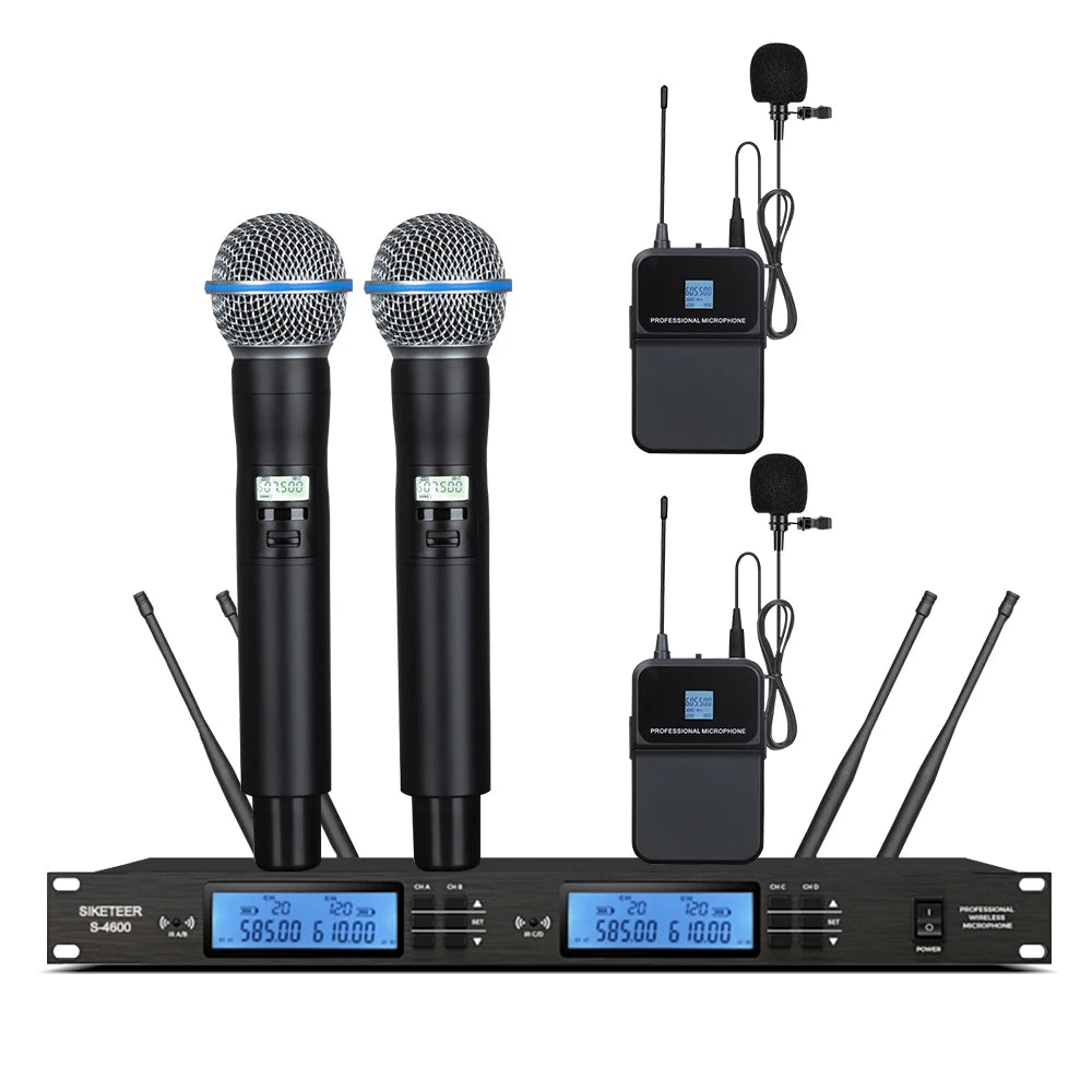 Professional UHF wireless microphone full metal shell handheld lavalier microphone suitable for wedding stage microphone