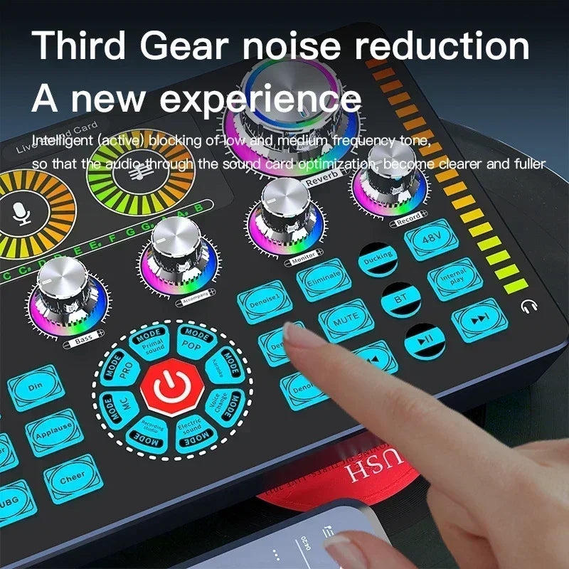 Q7 Live Sound Card Sound Mixer Podcast Karaoke Home Studio Record Professional Soundcard Bluetooth Microphone Mixers Voice Chang