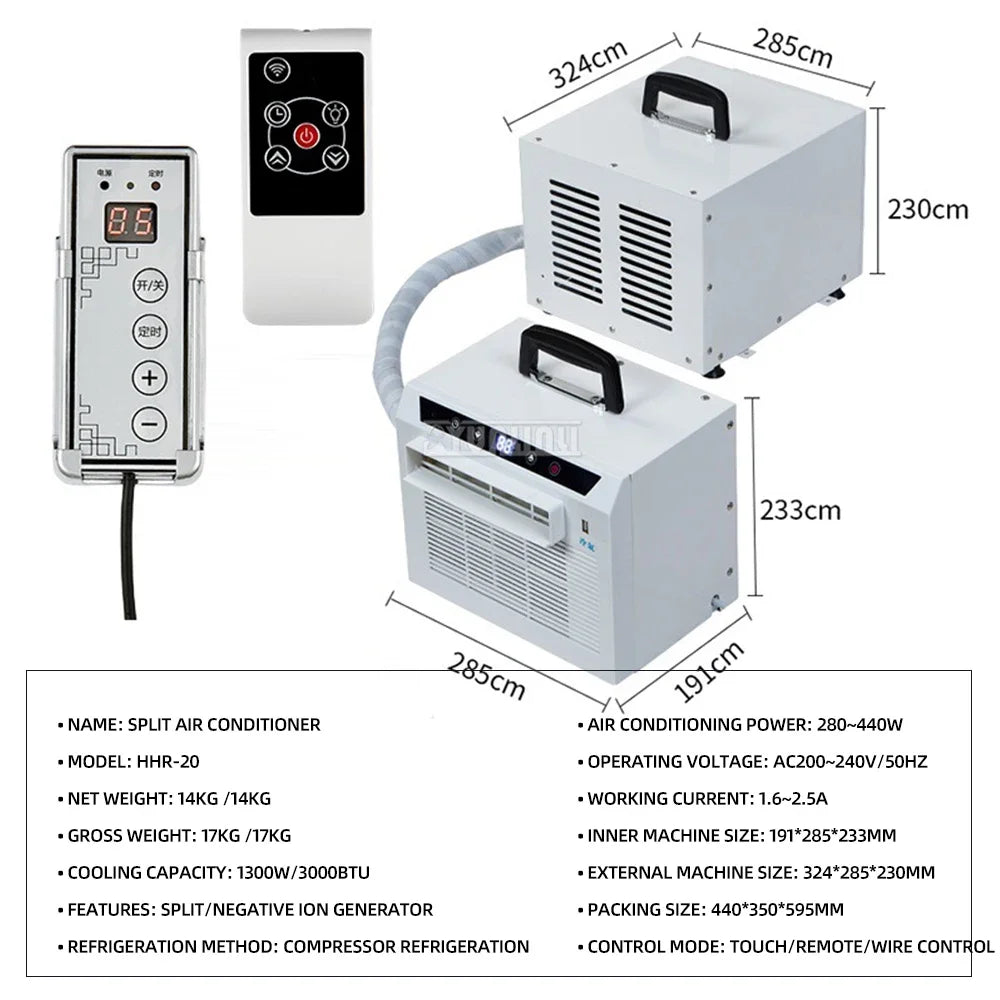 3000BTU Mobile Air Conditioner Split Type Klimalar Remote Control Car Portable Small Air Conditioning Machine