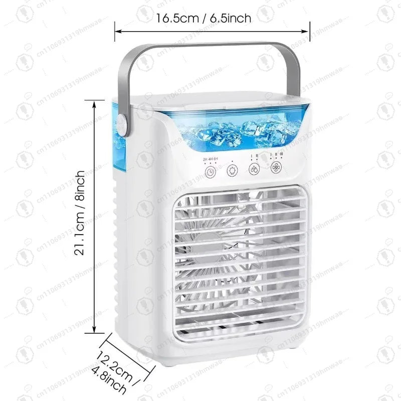 Desktop small cooling fan three-speed speed regulation air cooler up and down swinging colorful lights two-speed atomization