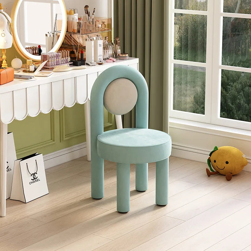 Stylish Makeup Vanity Chair Light Luxury Dressing Chair Simple Home Bedroom Seating Velvet Makeup Chair