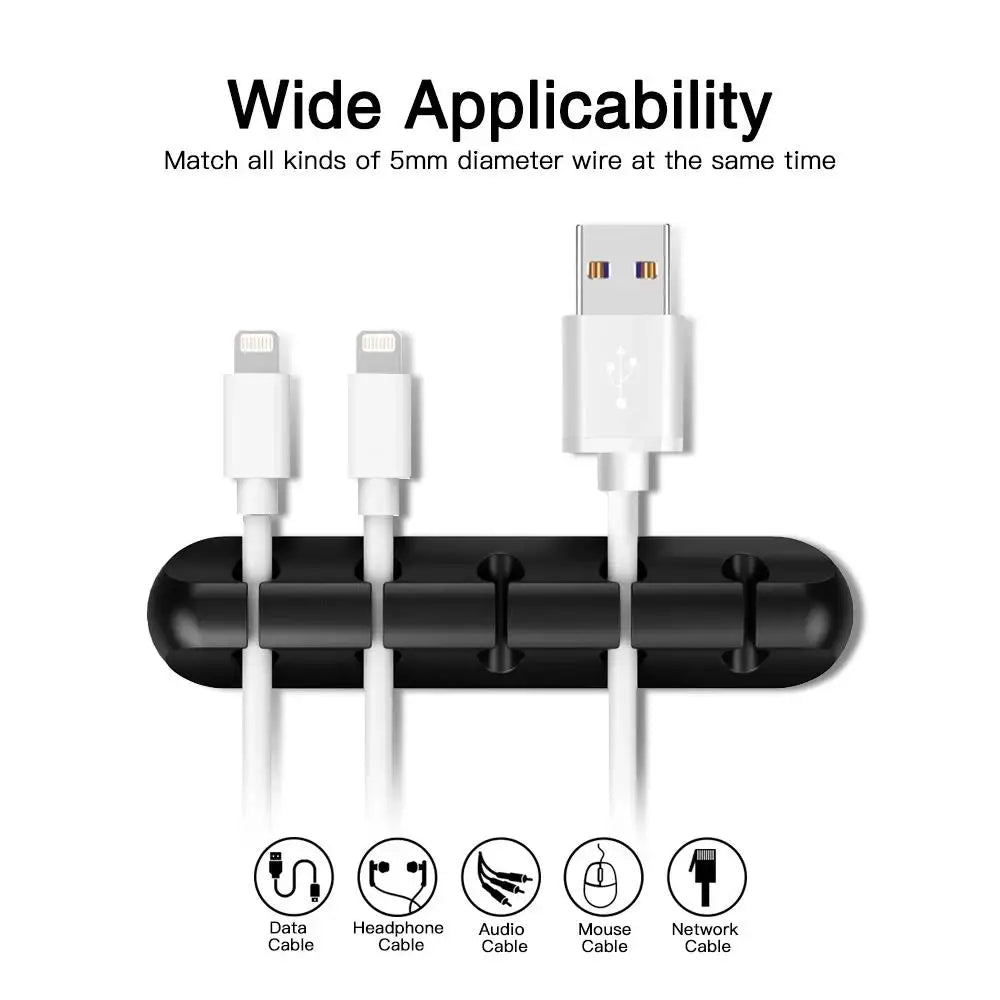 Silicone USB Cable Organizer Desk Tidy with Clips Charging Cable Winder Mouse Earphone Accessory Holder Neatness Organization