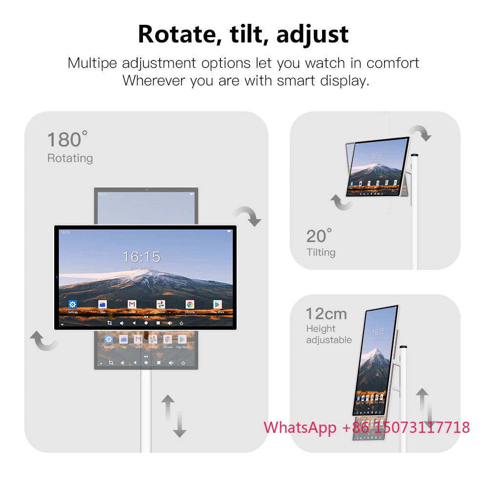 Android Tablet Smart Television in Cell Touch 24 Inch Lcd Screen Movable Wireless Rollable Portable Touch Display Moveable Tv