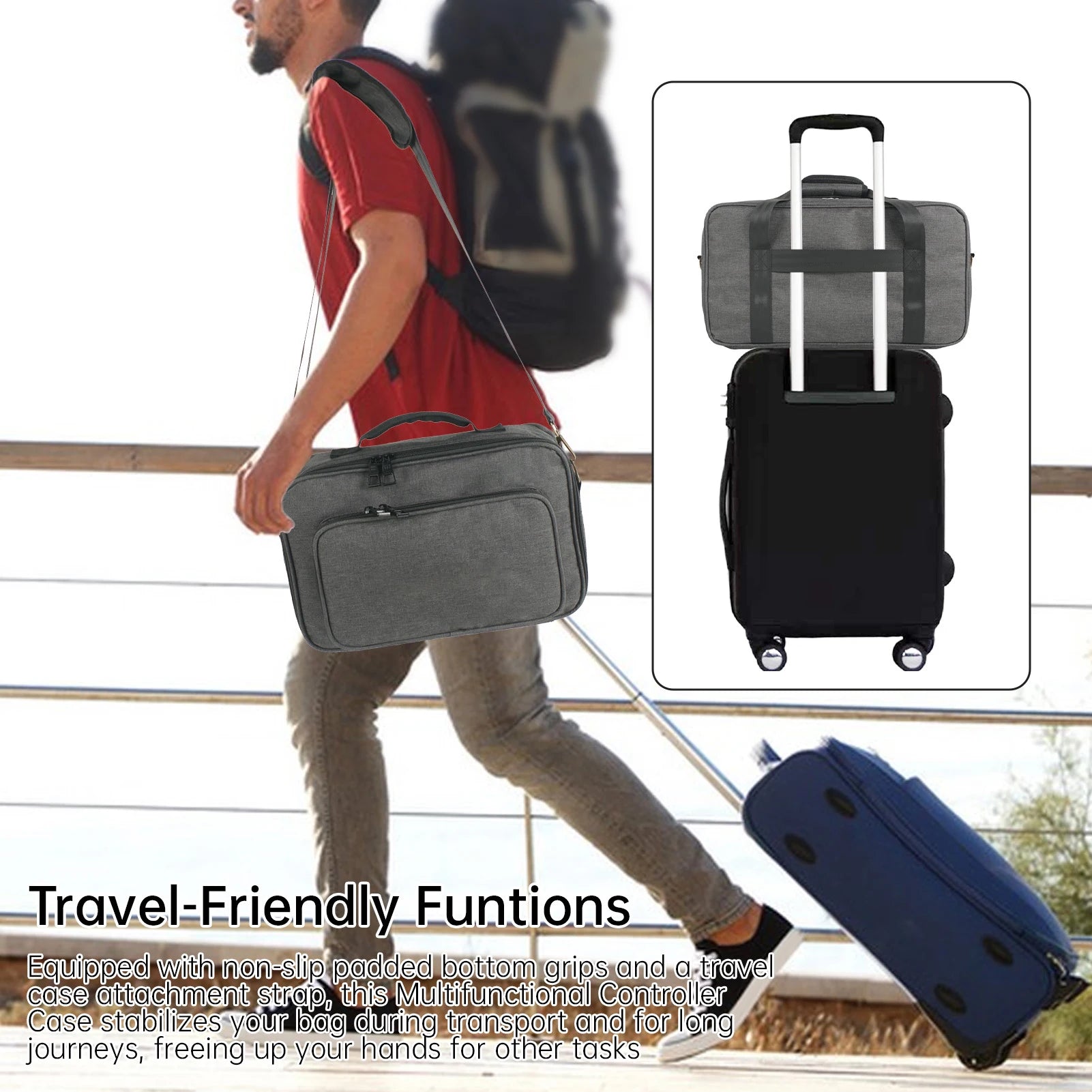 Portable Multi-effects Bag Professional Effects Shoulder Bag Handbag DJ Controller Bag with Shoulder Strap Carry Handle
