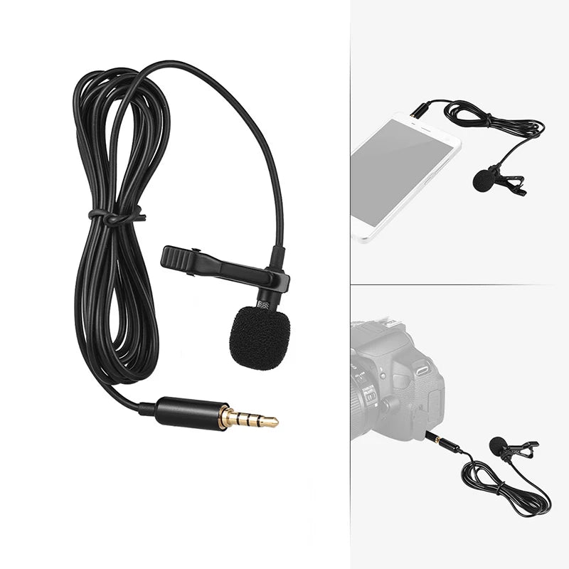 1.5m Mini Portable Lavalier Microphone Condenser Clip-on Lapel Mic Wired USB 3.5mm Type C Microphone For Laptop PC DSLR Camera