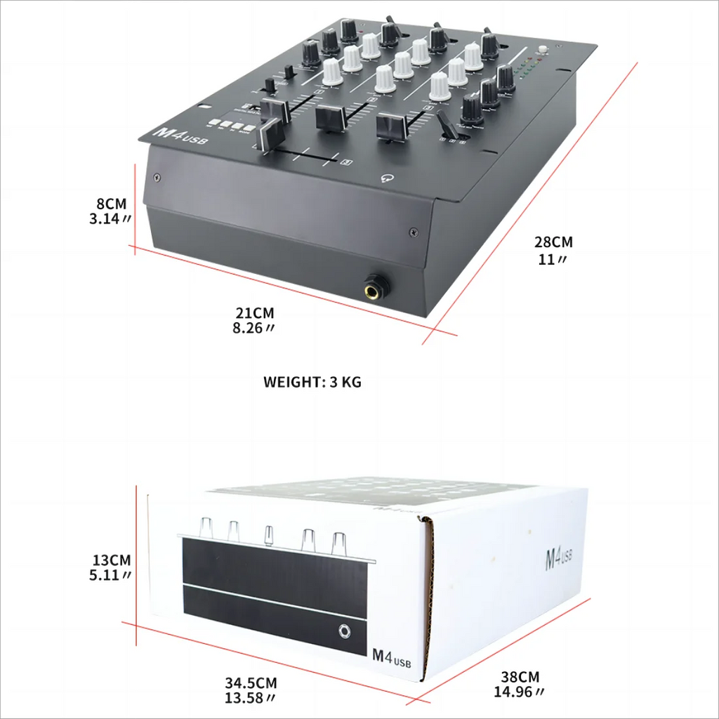 Professional 4-channel DJ Mixer With USB SD LCD 3 Channel Dj Mixer Controller  Digital Sound Mixing Console
