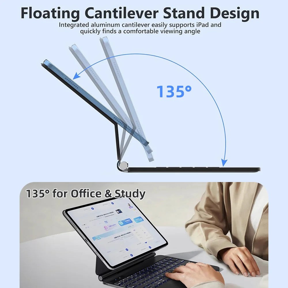 Magic Wireless Bluetooth Keyboard for iPad A16 11th 2025 Magnetic Smart Case for Apple iPad 10th Gen Pro 11 12.9 13 M2 M3 Air