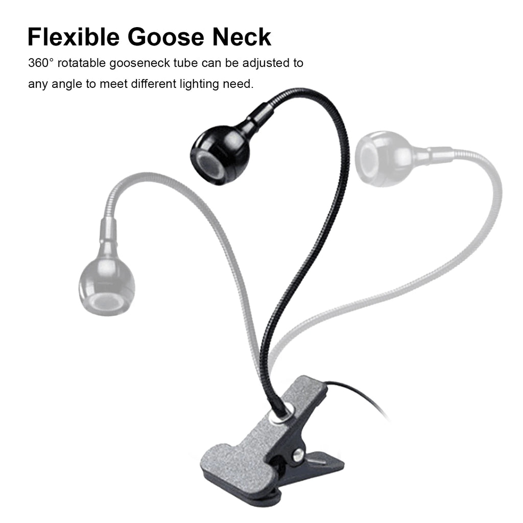 3W 395NM Nail Glue Curing Lamp Portable LEDs Desk Light Flexible Goose Neck Ultraviolet Lamp with Clamp & Switch for Nail Glue