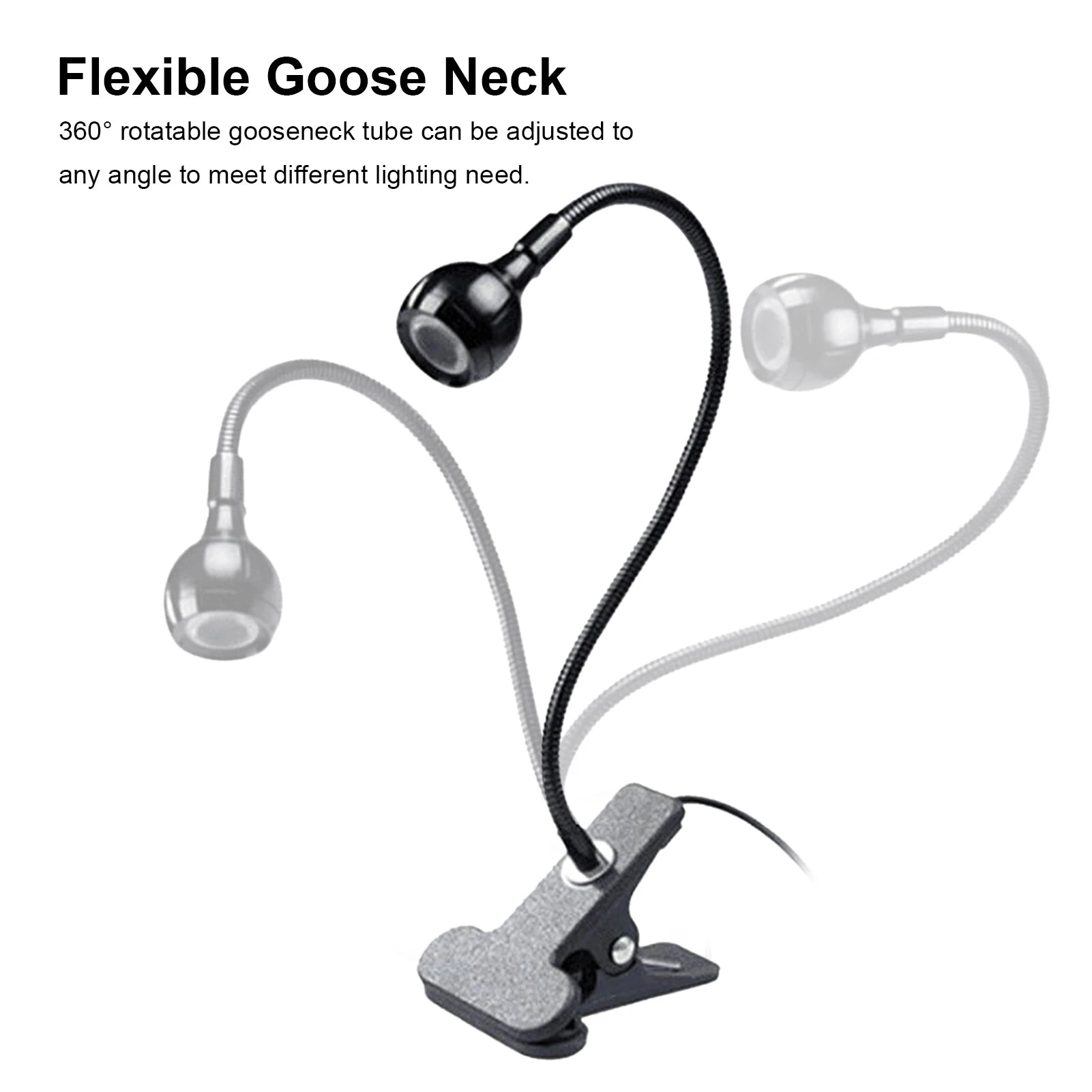 3W 395NM Nail Glue Curing Lamp Portable LEDs Desk Light Flexible Goose Neck Ultraviolet Lamp with Clamp & Switch for Nail Glue