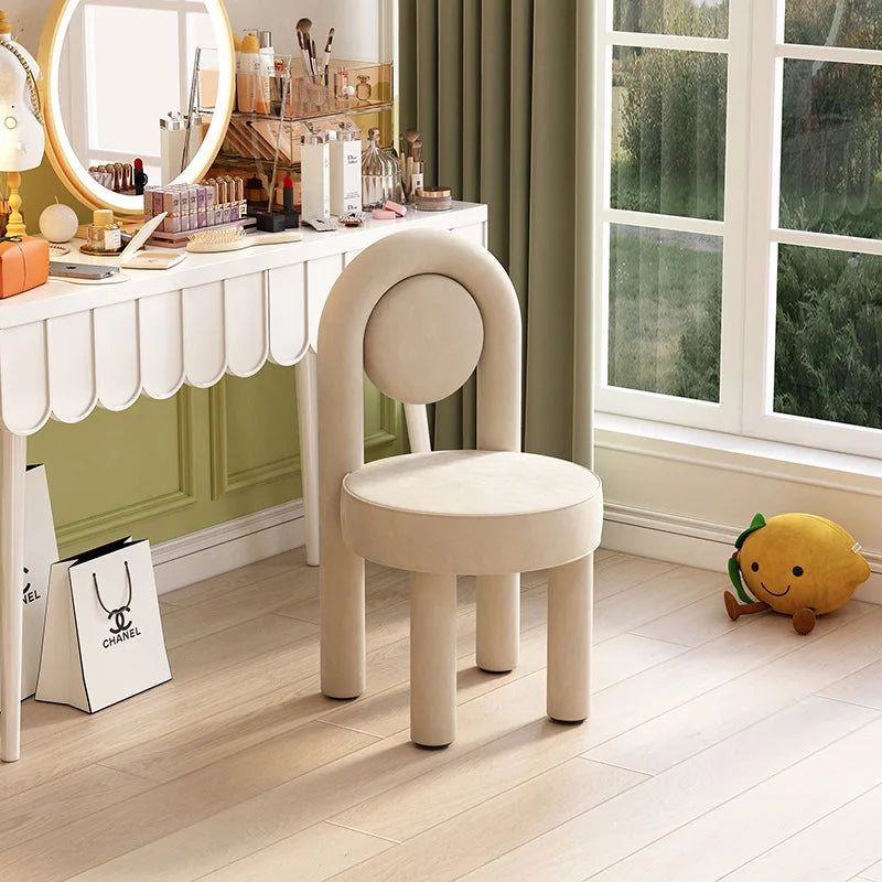 Stylish Makeup Vanity Chair Light Luxury Dressing Chair Simple Home Bedroom Seating Velvet Makeup Chair