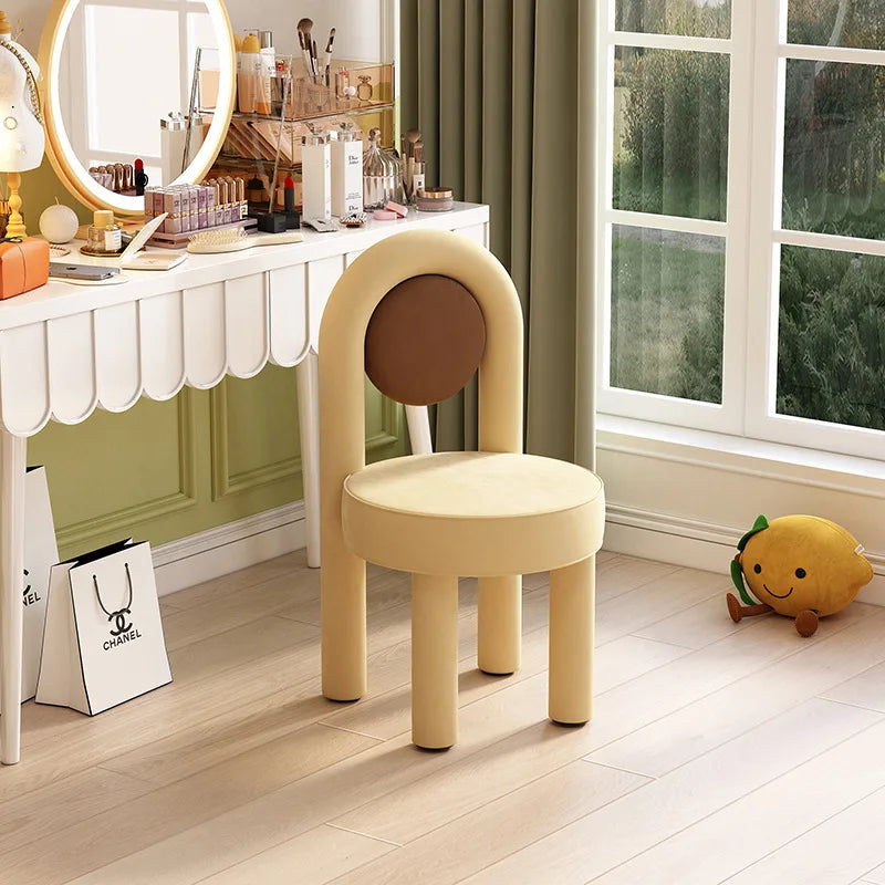 Stylish Makeup Vanity Chair Light Luxury Dressing Chair Simple Home Bedroom Seating Velvet Makeup Chair