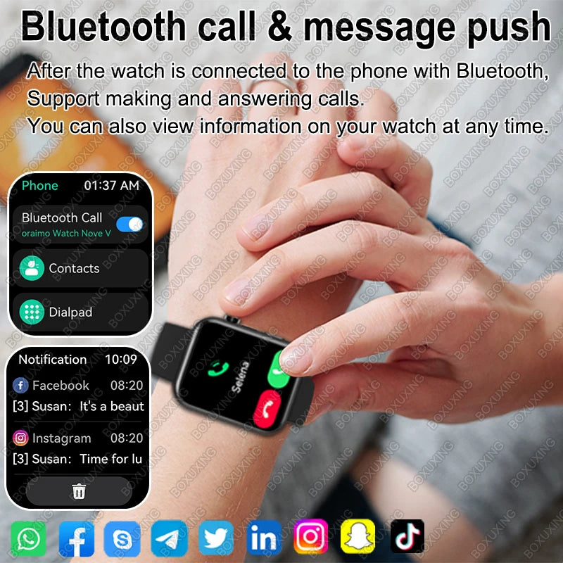 New Camera SmartWatch Men Women Photos Record Video Sports Fitness Health Monitor Waterproof Bluetooth Call Recording Smartwatch