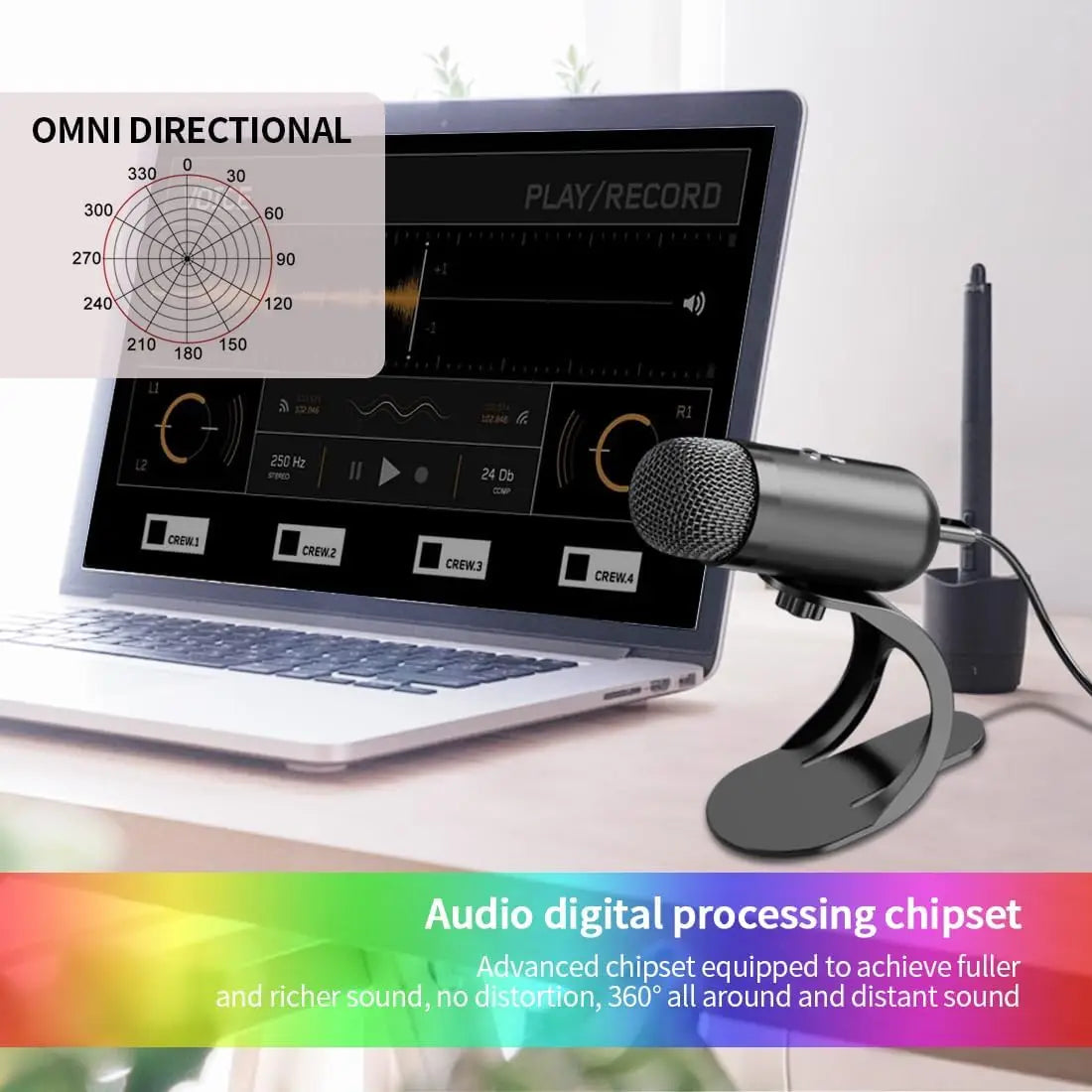 Professional USB Microphone Condenser conference Microphone Desktop Plug and Play Gaming MIC for YouTube Streaming Podcasting