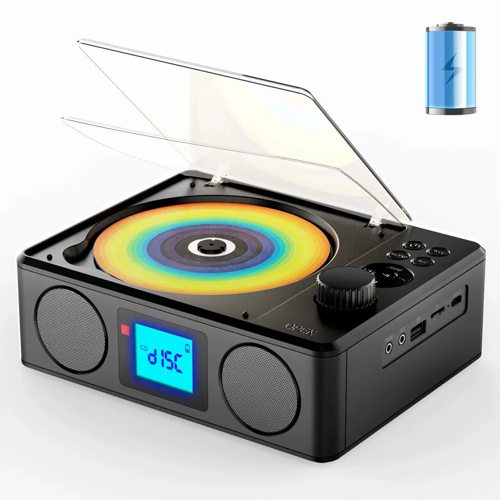 CD Player Portable with Bluetooth Speaker for Home Personal Desktop Stereo CD Player with USB FM Compact Remote Control FM Radio