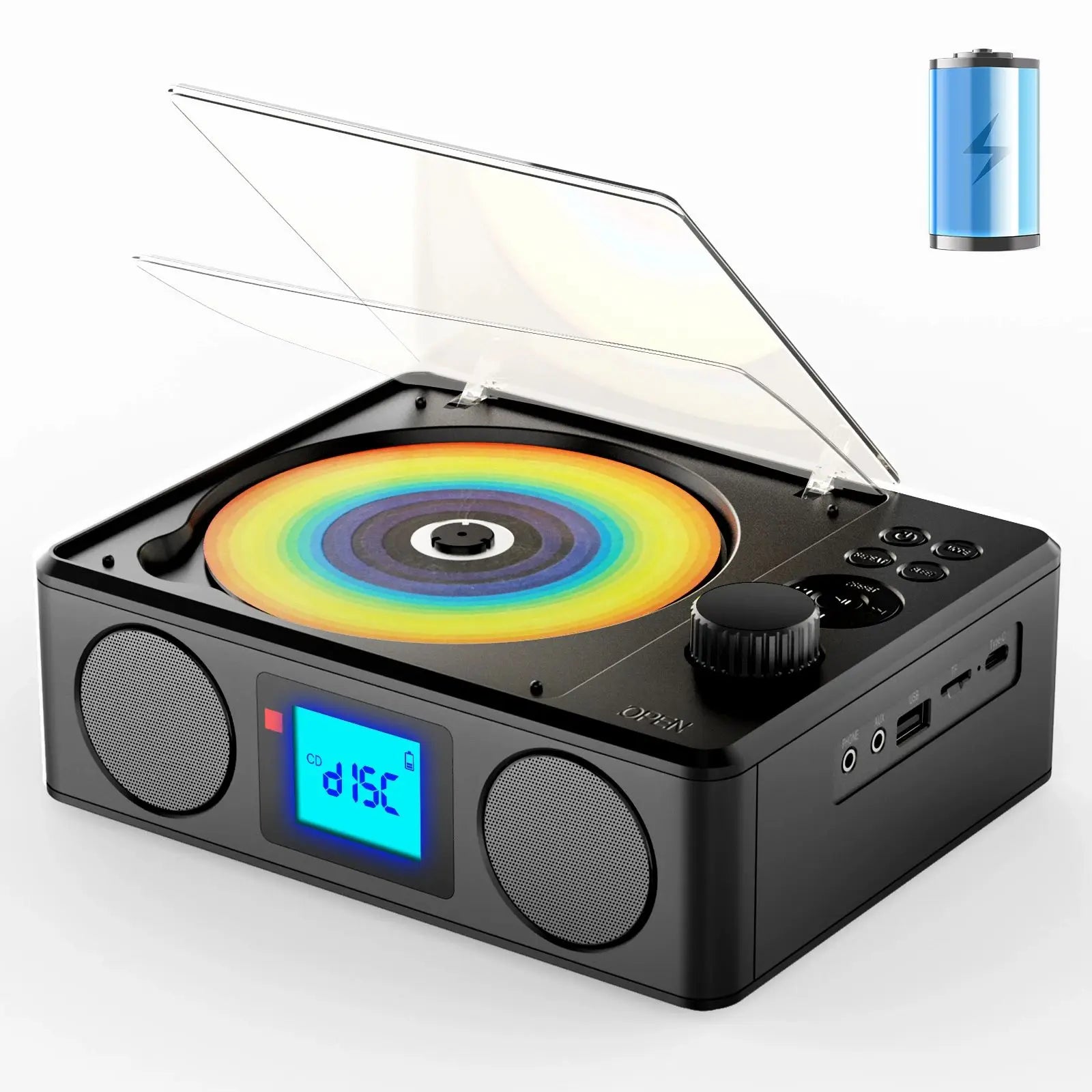 CD Player Portable with Bluetooth Speaker for Home Personal Desktop Stereo CD Player with USB FM Compact Remote Control FM Radio