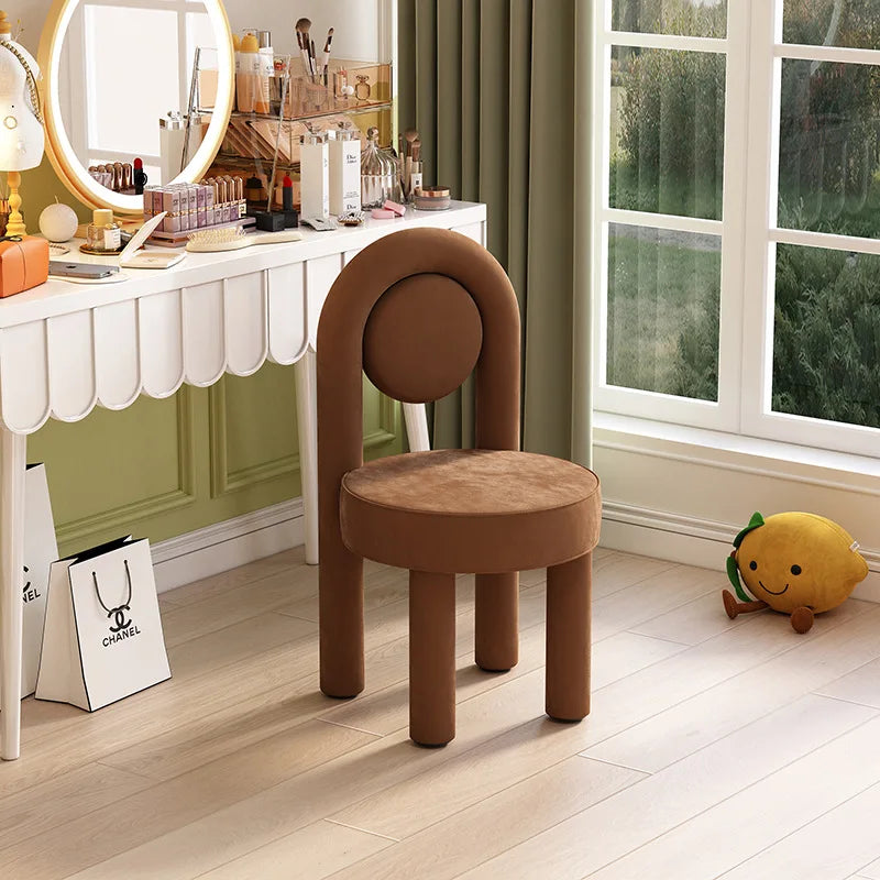 Stylish Makeup Vanity Chair Light Luxury Dressing Chair Simple Home Bedroom Seating Velvet Makeup Chair