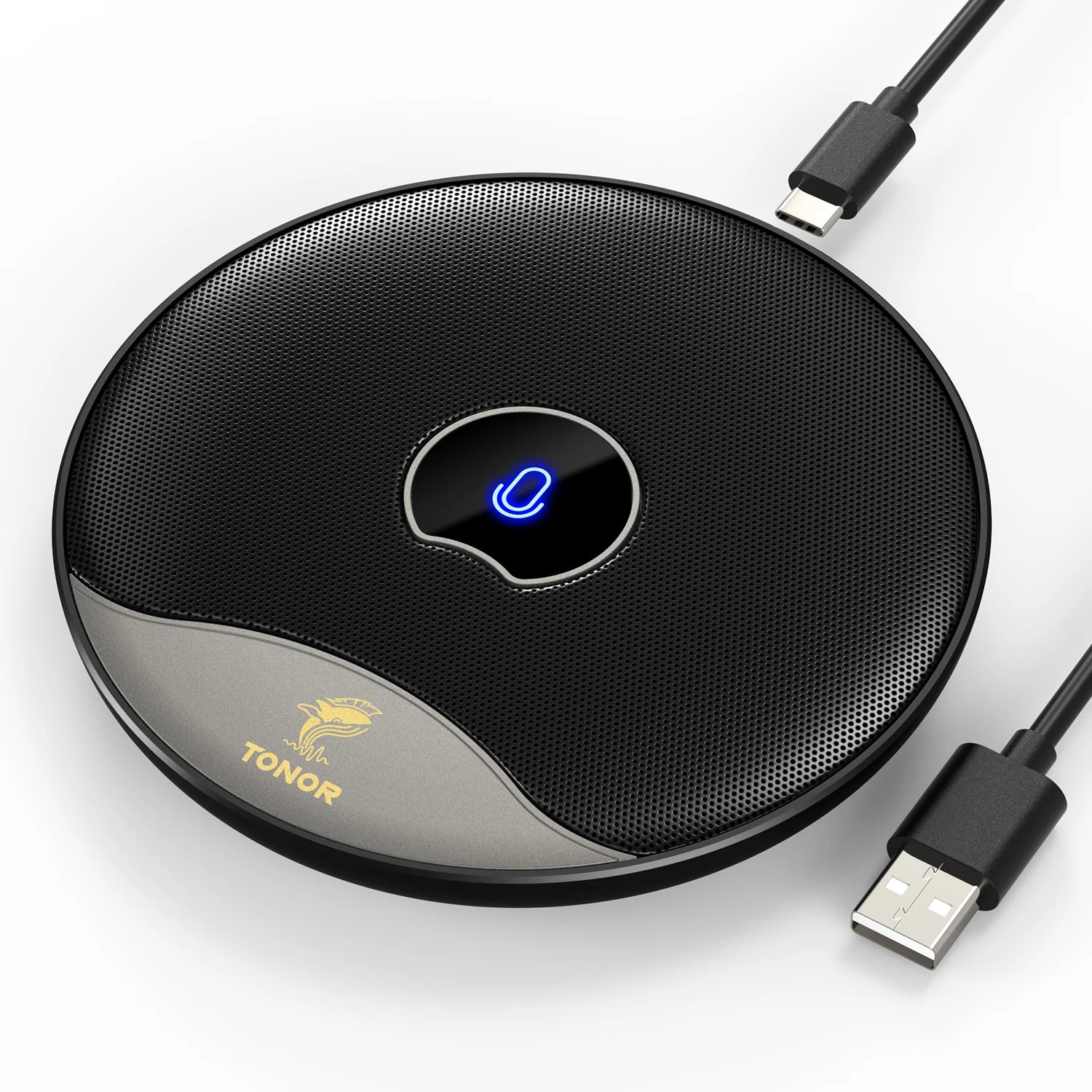 USB Conference Microphone, 360° Omnidirectional PC Computer Condenser Mic with Mute Button for Online Meeting/Class, Zoom Call