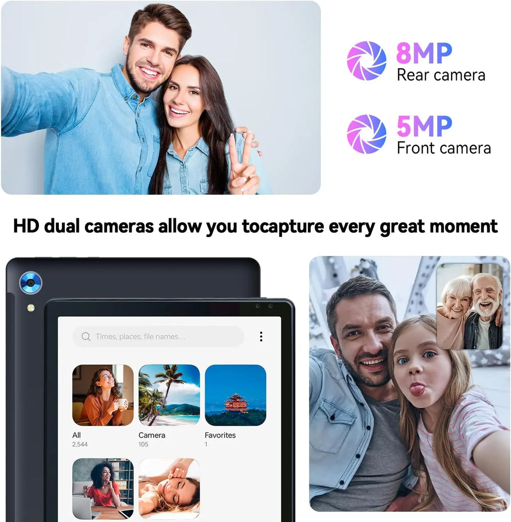 10.1 inch Tablet Octa-Core Processor 8GB RAM 128GB ROM 1TB TF Expand Android 13 HD Touchscreen BT 5.0 WiFi 6 Dual Camera Tablet