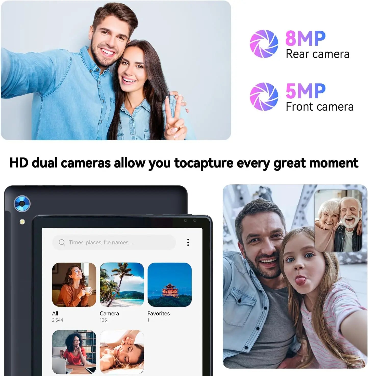 10.1 inch Tablet Octa-Core Processor 8GB RAM 128GB ROM 1TB TF Expand Android 13 HD Touchscreen BT 5.0 WiFi 6 Dual Camera Tablet