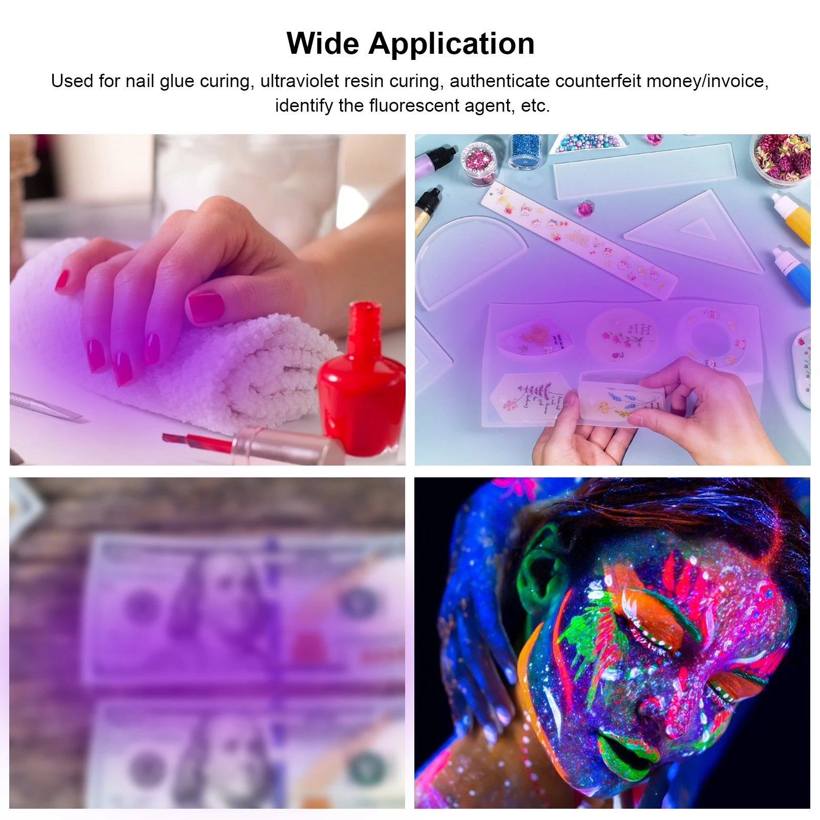 3W 395NM Nail Glue Curing Lamp Portable LEDs Desk Light Flexible Goose Neck Ultraviolet Lamp with Clamp & Switch for Nail Glue