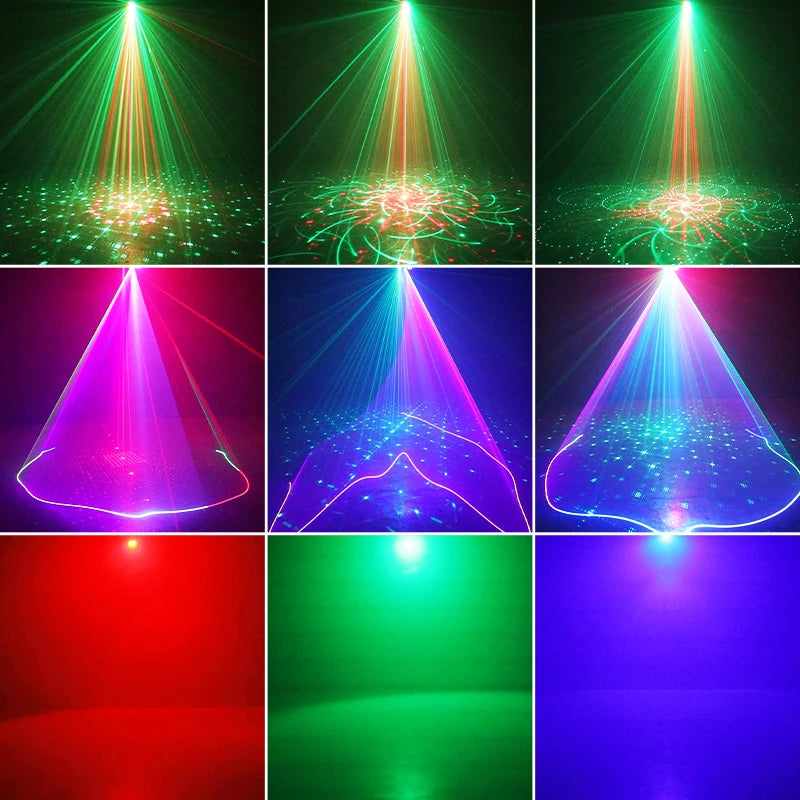 12 Lens DJ Disco Party Stage Light Strobe Laser LED with Remote Control Sound DMX RGB for Indoor Bar KTV Music Show Parties