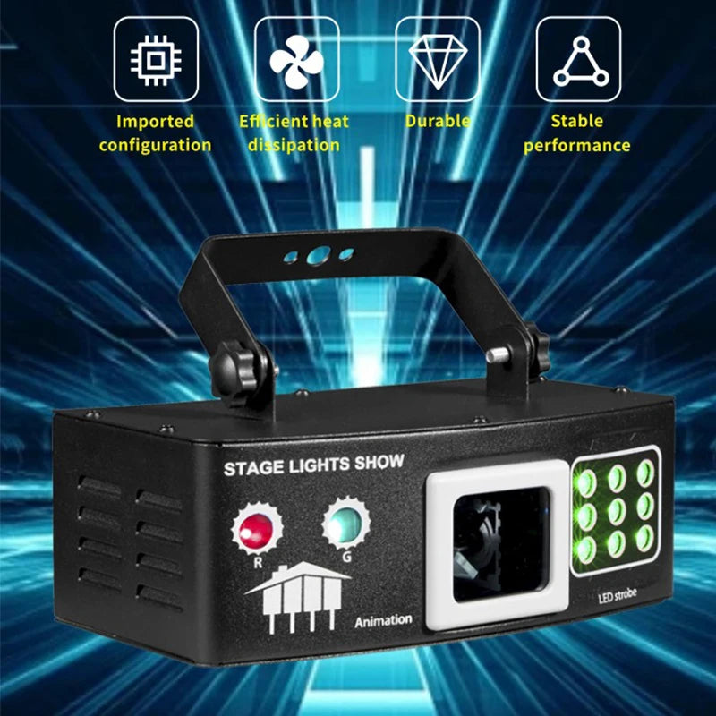 12 Lens DJ Disco Party Stage Light Strobe Laser LED with Remote Control Sound DMX RGB for Indoor Bar KTV Music Show Parties