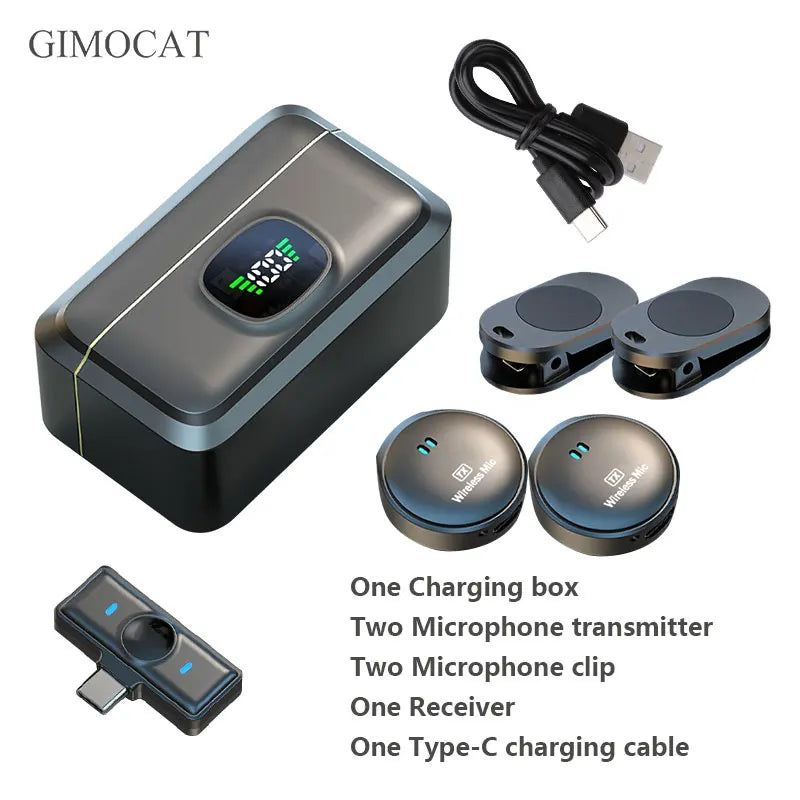 Wireless Lapel Microphone with Built-in Noise Reduction, USB-C Interface. Portable for Streaming, Podcast Recording, and Online