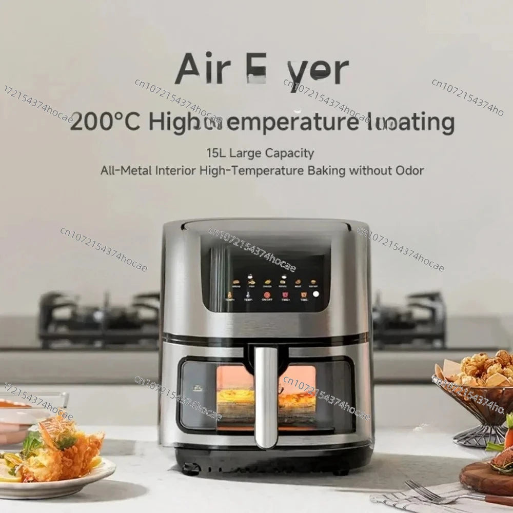 Air Fryer, 15L, Stainless Steel, Ceramic Cooking Basket, with Deluxe Accessory Kit and Recipe Book