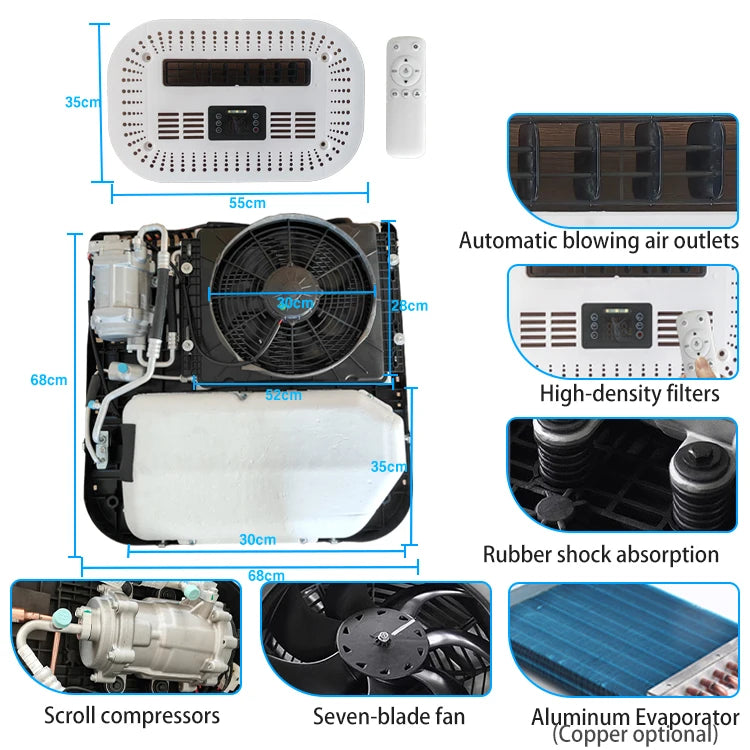 Roof Condicionado Dc Climatiseur Electrico Para Auto Truck Accessories 12 Volt Aire Acondicionado for Motorhome