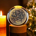 1pc,3D Flower of Life Crystal Ball with USB-powered colorful nightlights - the perfect holiday gift for family, friends and coll
