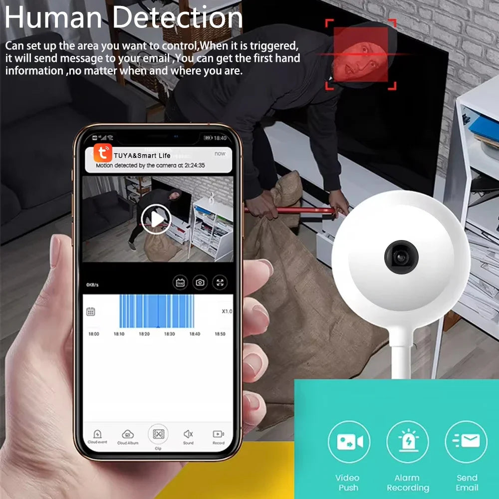 5MP Mini WiFi Camera Indoor 2K Security Camera for Baby Monitor Wireless USB Plug IP Surveillance AI Auto Tracking Babe Cam Tuya