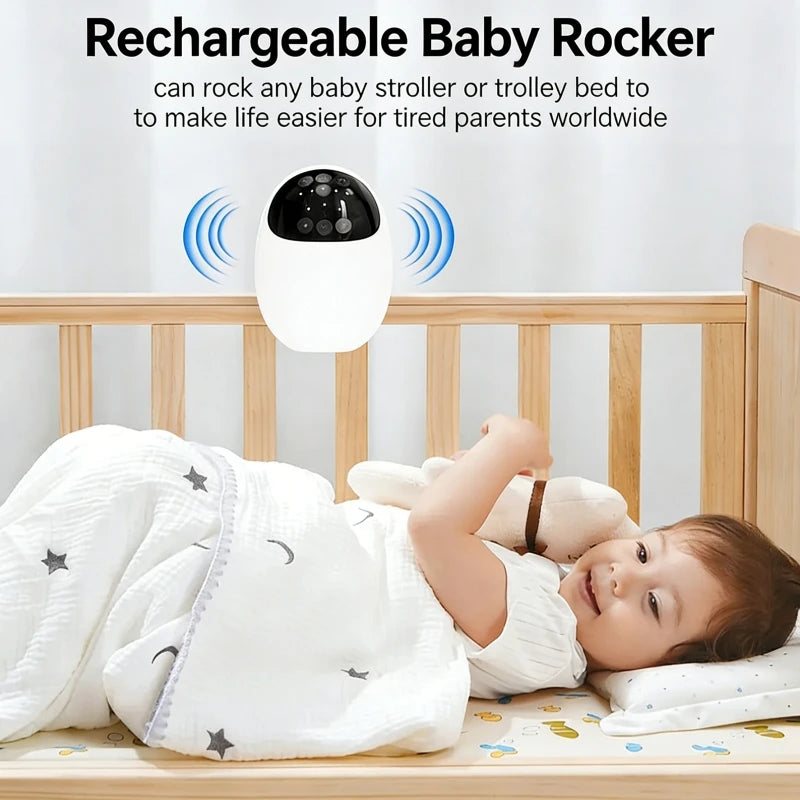 Portable Outdoor Baby Stroller Rocker with Night Light Bluetooth Speaker White Noise Electric Baby Sleep Soothing Device