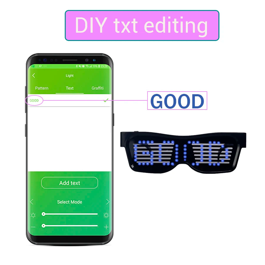 Magic Bluetooth LED Party Glasses APP Control Luminous Glasses EMD DJ Electric Syllables Glow Party Supplies Drop Shipping