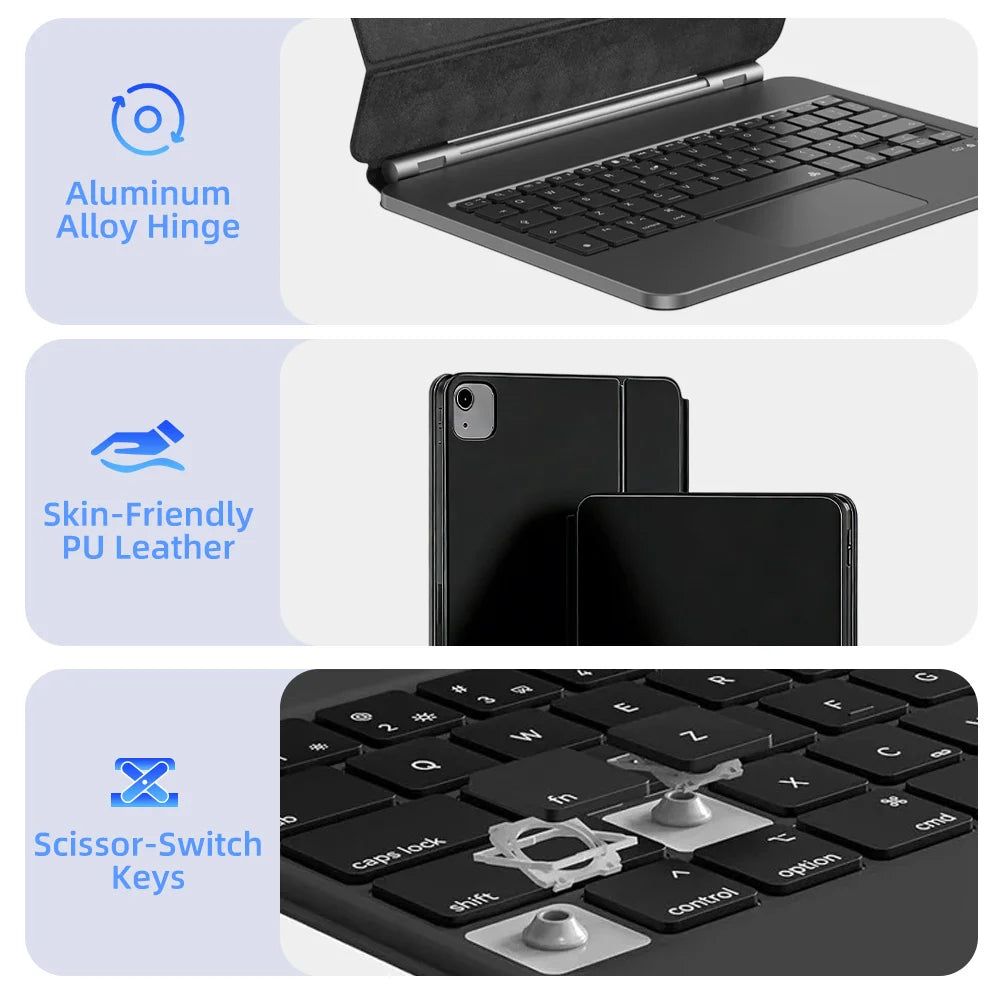 Magic Wireless Bluetooth Keyboard for iPad A16 11th 2025 Magnetic Smart Case for Apple iPad 10th Gen Pro 11 12.9 13 M2 M3 Air