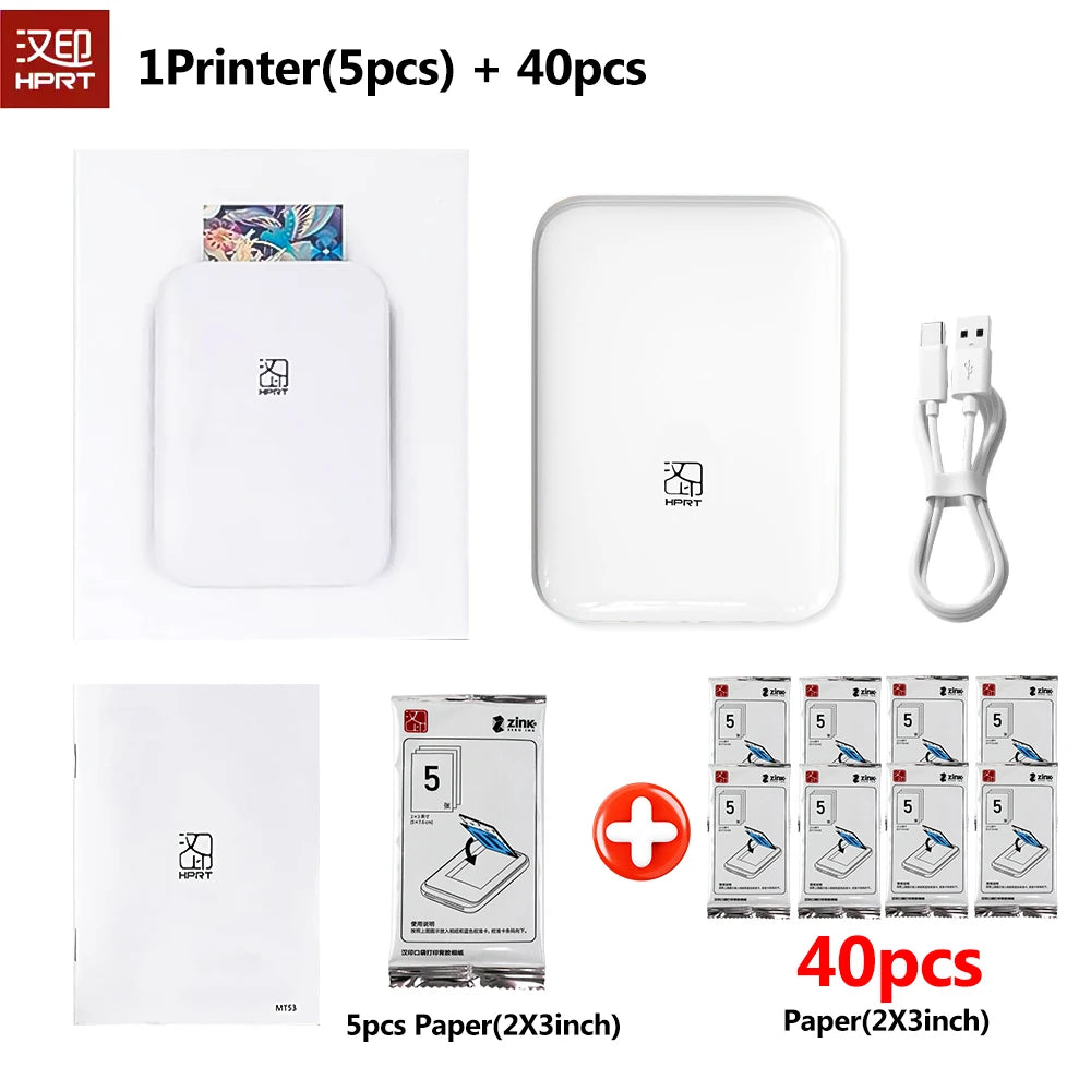 Mini Portable Photo Printer Pocket Size Wireless Compatible with iOS&Android Phone Zink Technology,Print 2x3 Sticky-Backed Photo