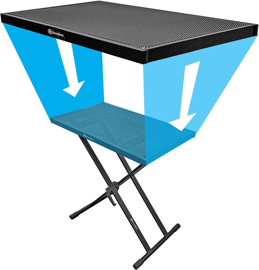 Portable DJ Table Stand with Double-X Keyboard Support, Adjustable Height for Controllers & Mixers