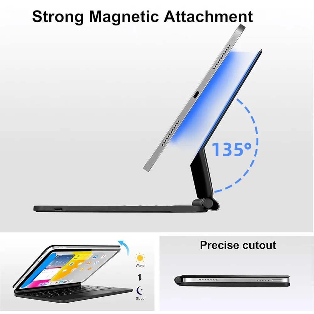Magic Wireless Bluetooth Keyboard for iPad A16 11th 2025 Magnetic Smart Case for Apple iPad 10th Gen Pro 11 12.9 13 M2 M3 Air