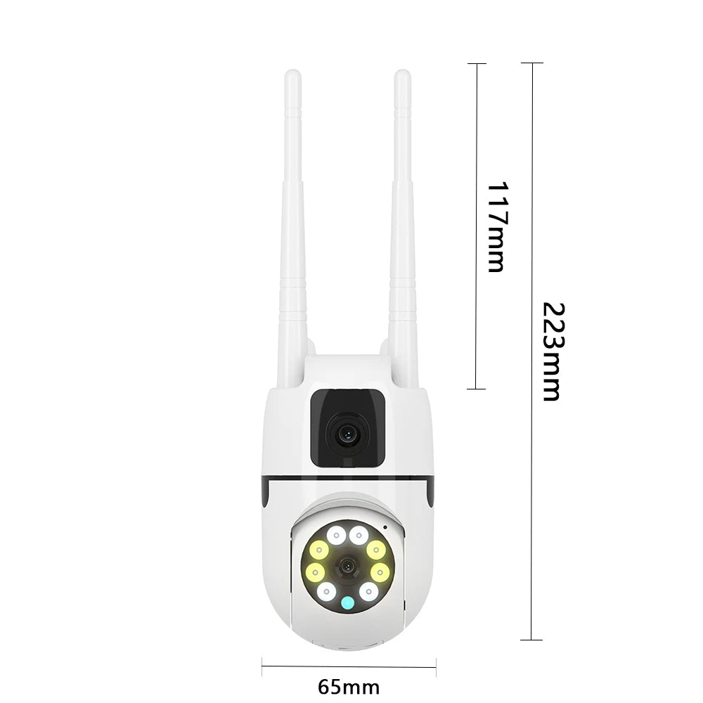 WiFi dual lens Minion camera, waterproof, indoor and outdoor, dual lens linkage, cloud storage,Motion detection, sound detection