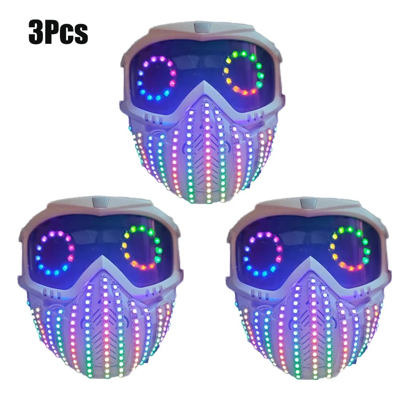 Digital Mask DJ Spectrum LED Luminous Mask remotely controllable for Kids Adults Halloween Rave Party Masquerade Christmas
